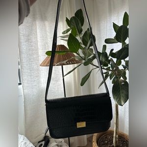 The Curated - THE CLASSIC SHOULDER BAG - BLACK MOCK PRINT (originally $325)